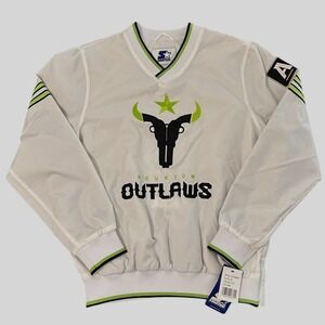 New Starter Houston Outlaws Men's M Pullover‎ Windbreaker Jacket White Retro